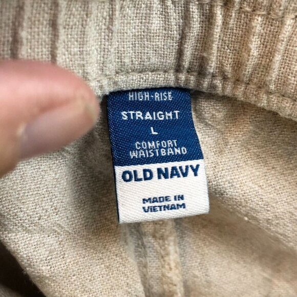 Old Navy Women's Linen Blend Pants Large High-Rise Straight Leg Pull On - Picture 7 of 11